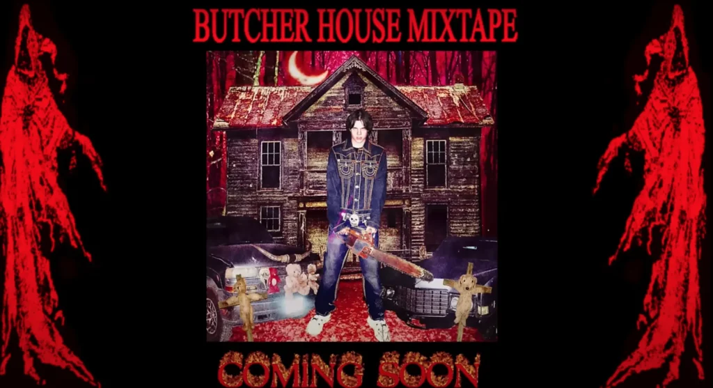 Sematary Butcher House Mixtape cover art compared to Lil B's 'Red Flame' cover art
